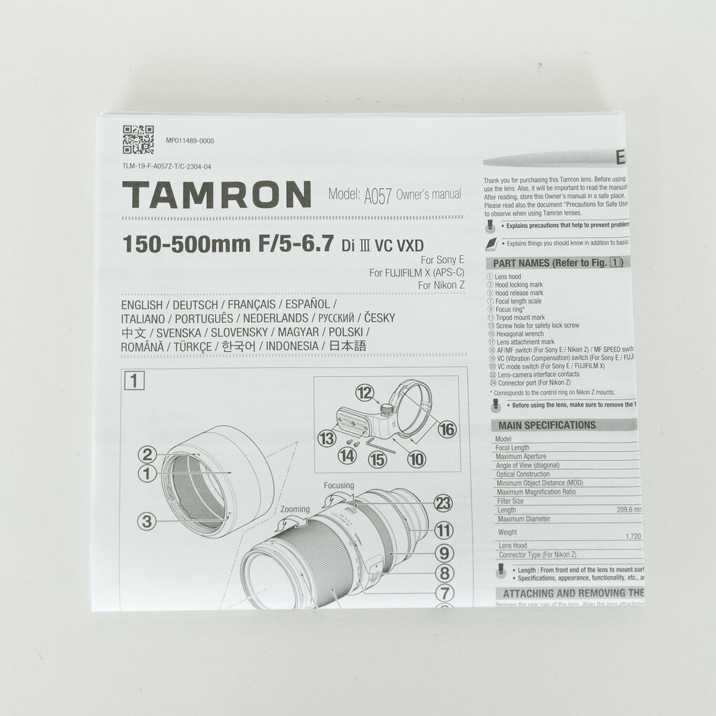 TAMRON 150-500mm F5-6.7 Di III VC VXD A057Z（ニコンZ用）