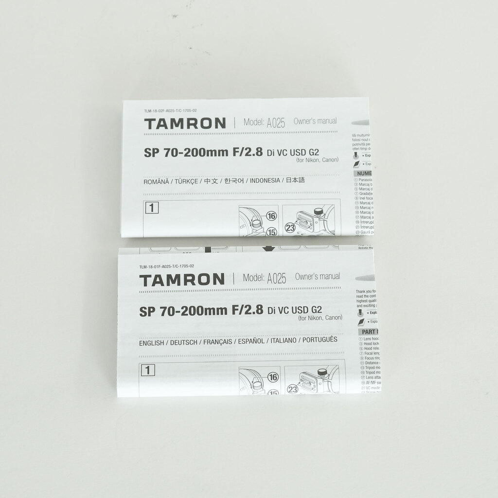 TAMRON SP 70-200mm F/2.8 Di VC USD G2（Model A025）[キヤノン用]