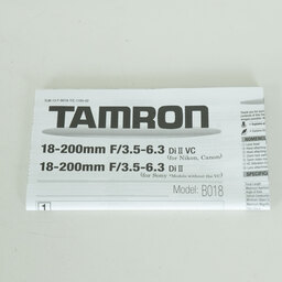 TAMRON 18-200mm F3.5-6.3 DiII VC/Model B018E（キヤノンEF用）