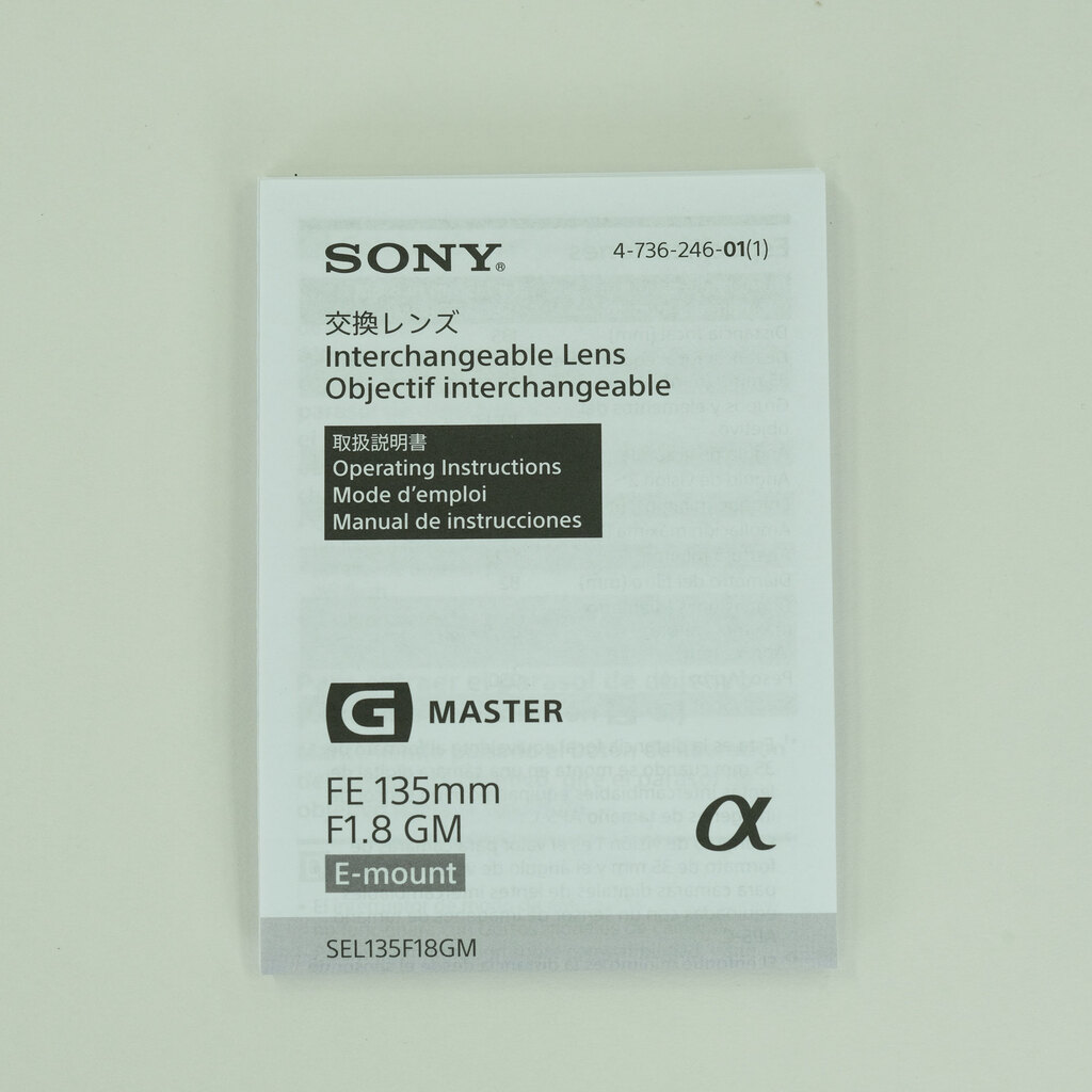 SONY FE 135mm F1.8 GM SEL135F18GM SONY FE 135mm F1.8 GM SEL135F18GM