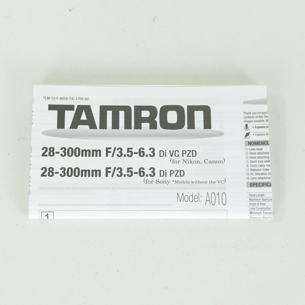 TAMRON 28-300mm F/3.5-6.3 Di VC PZD (Model A010) [キヤノンEF用]