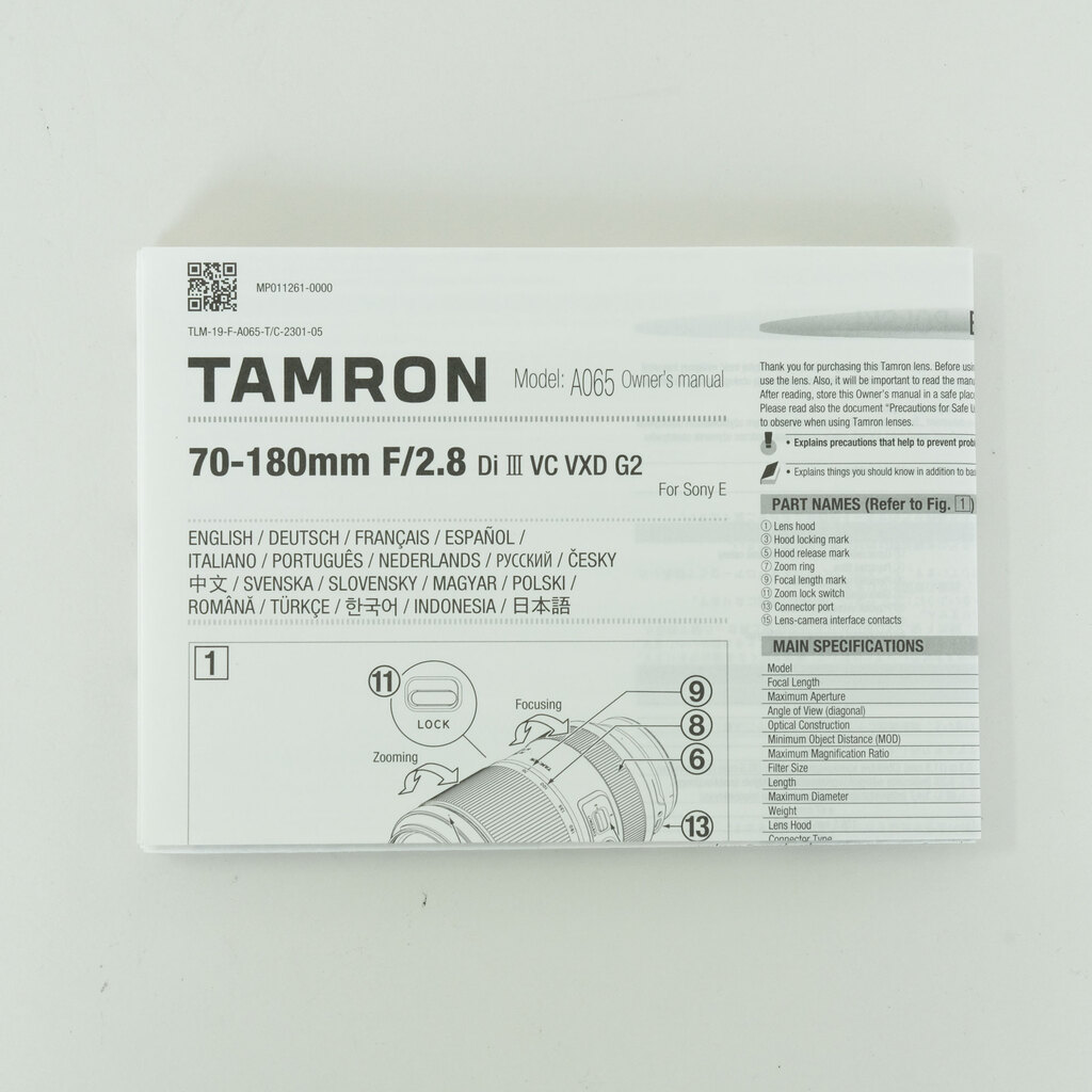TAMRON 70-180mm F/2.8 Di III VC VXD G2（Model A065） [ソニーE用]