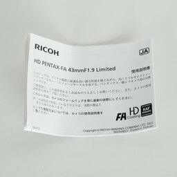 PENTAX HD FA 43mm F1.9 Limited シルバー