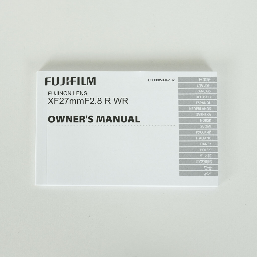 FUJIFILM XF27mmF2.8 R WR FUJIFILM XF27mmF2.8 R WR