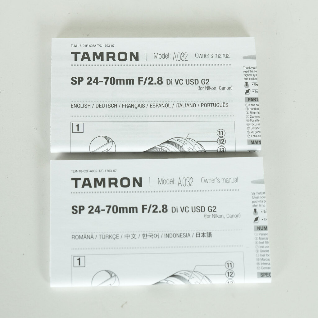 TAMRON SP 24-70mm F/2.8 Di VC USD G2（Model A032）[キヤノンEF用]