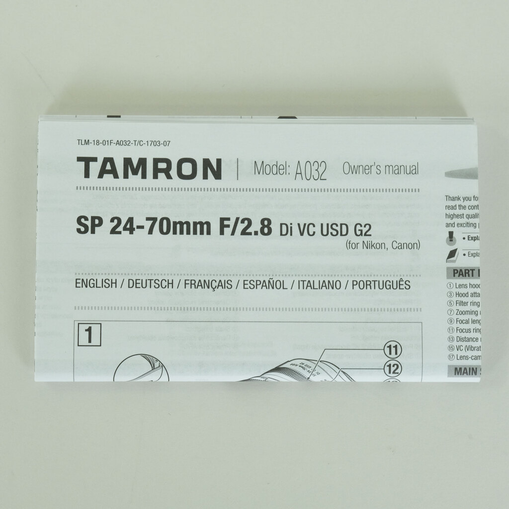 TAMRON SP 24-70mm F/2.8 Di VC USD G2 (Model A032) [ニコン用]