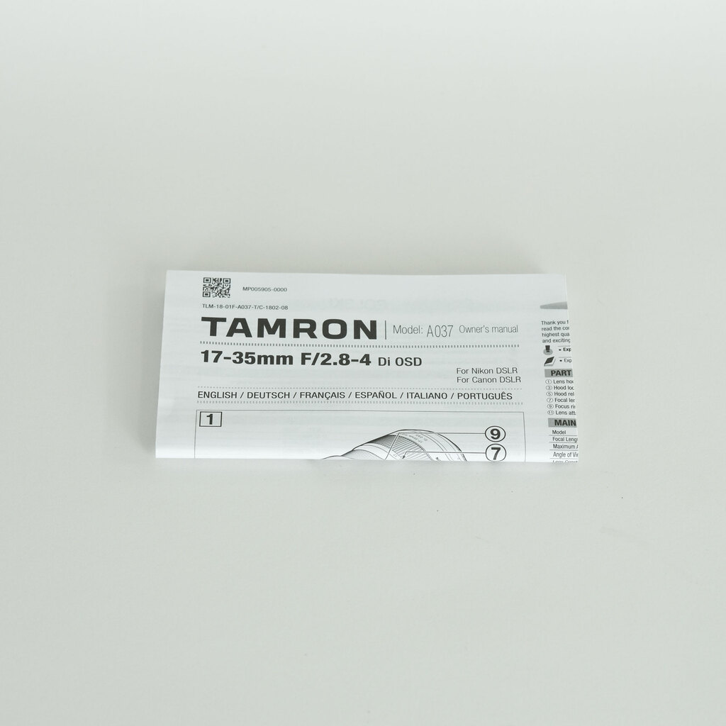 TAMRON 17-35mm F/2.8-4 Di OSD（Model A037）[キヤノンEF用]