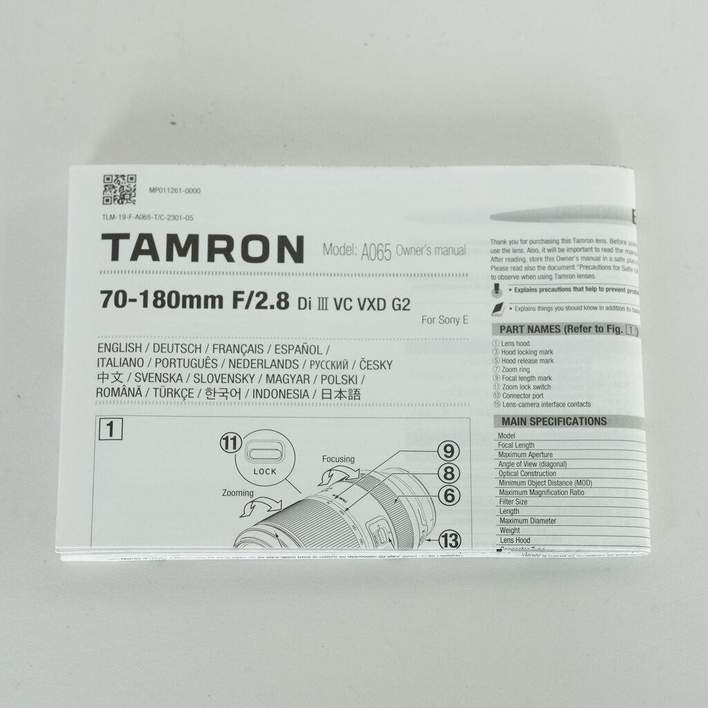 TAMRON 70-180mm F/2.8 Di III VC VXD G2（Model A065） [ソニーE用]