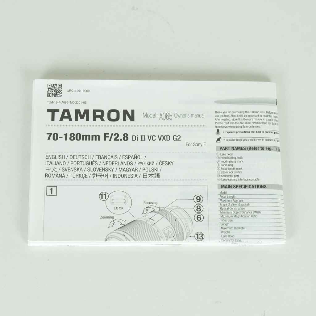 TAMRON 70-180mm F/2.8 Di III VC VXD G2（Model A065） [ソニーE用]