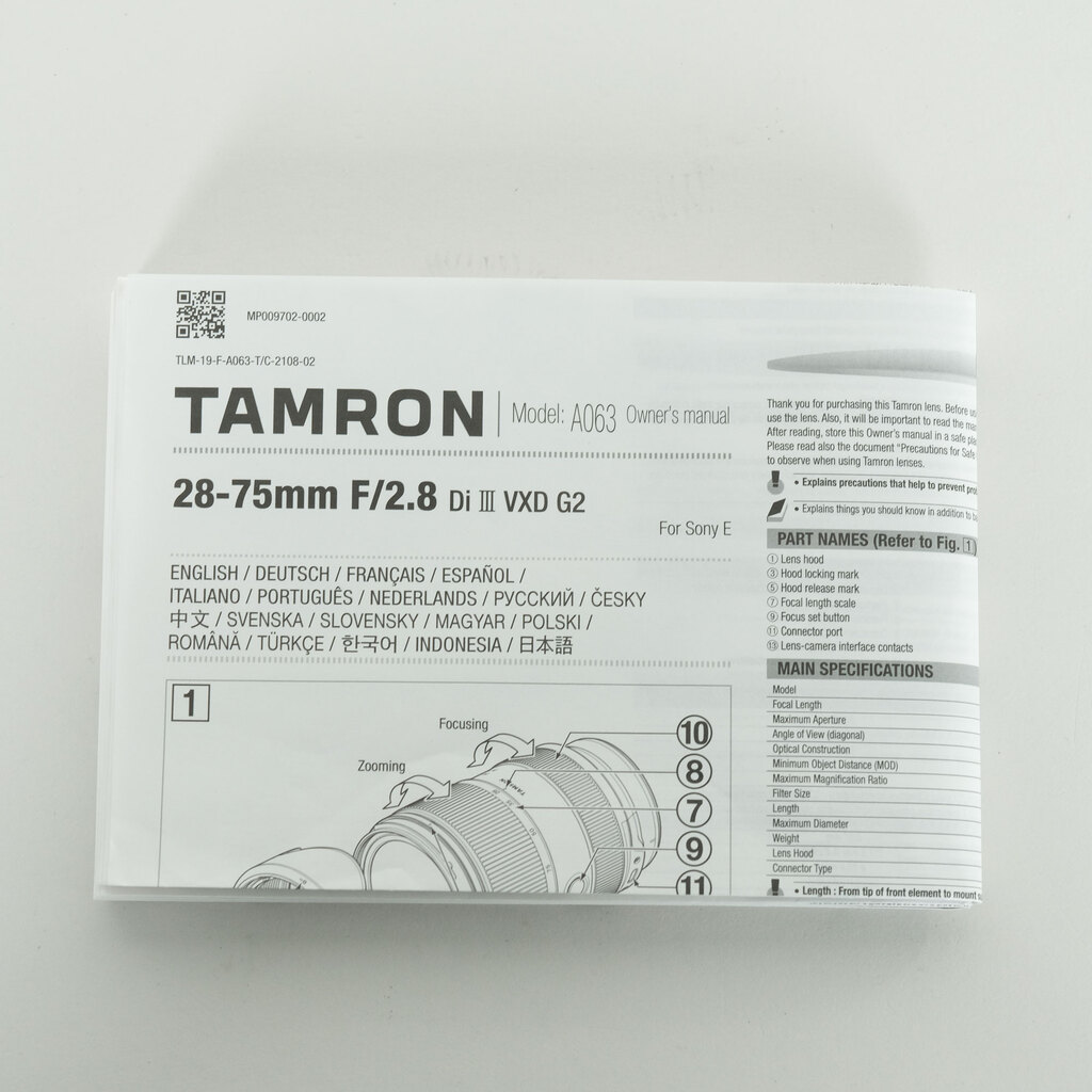 TAMRON 28-75mm F/2.8 Di III VXD G2 (Model A063) [ソニーE用]