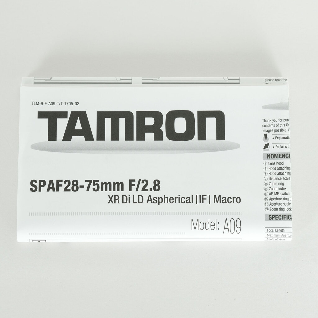 TAMRON SP 28-75mm F2.8 XR Di LD ASPH [IF] Macro/Model A09NII(ニコンF用)   【AFモーター内蔵】