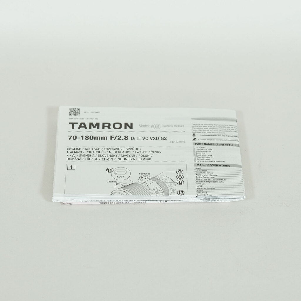 TAMRON 70-180mm F/2.8 Di III VC VXD G2（Model A065） [ソニーE用]
