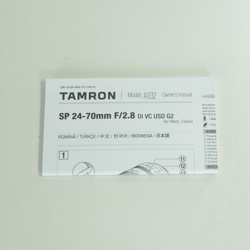 TAMRON SP 24-70mm F/2.8 Di VC USD G2（Model A032）[キヤノンEF用]