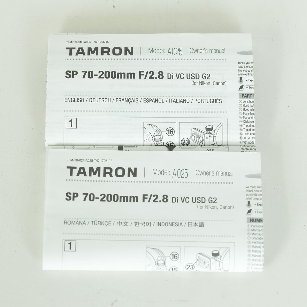 TAMRON SP 70-200mm F/2.8 Di VC USD G2（Model A025）[キヤノン用]