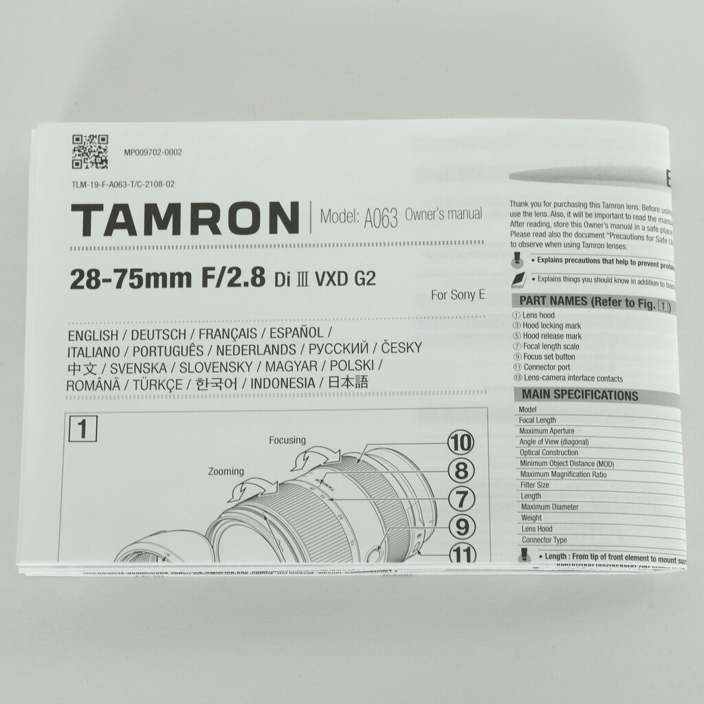 TAMRON 28-75mm F/2.8 Di III VXD G2 (Model A063) [ソニーE用]