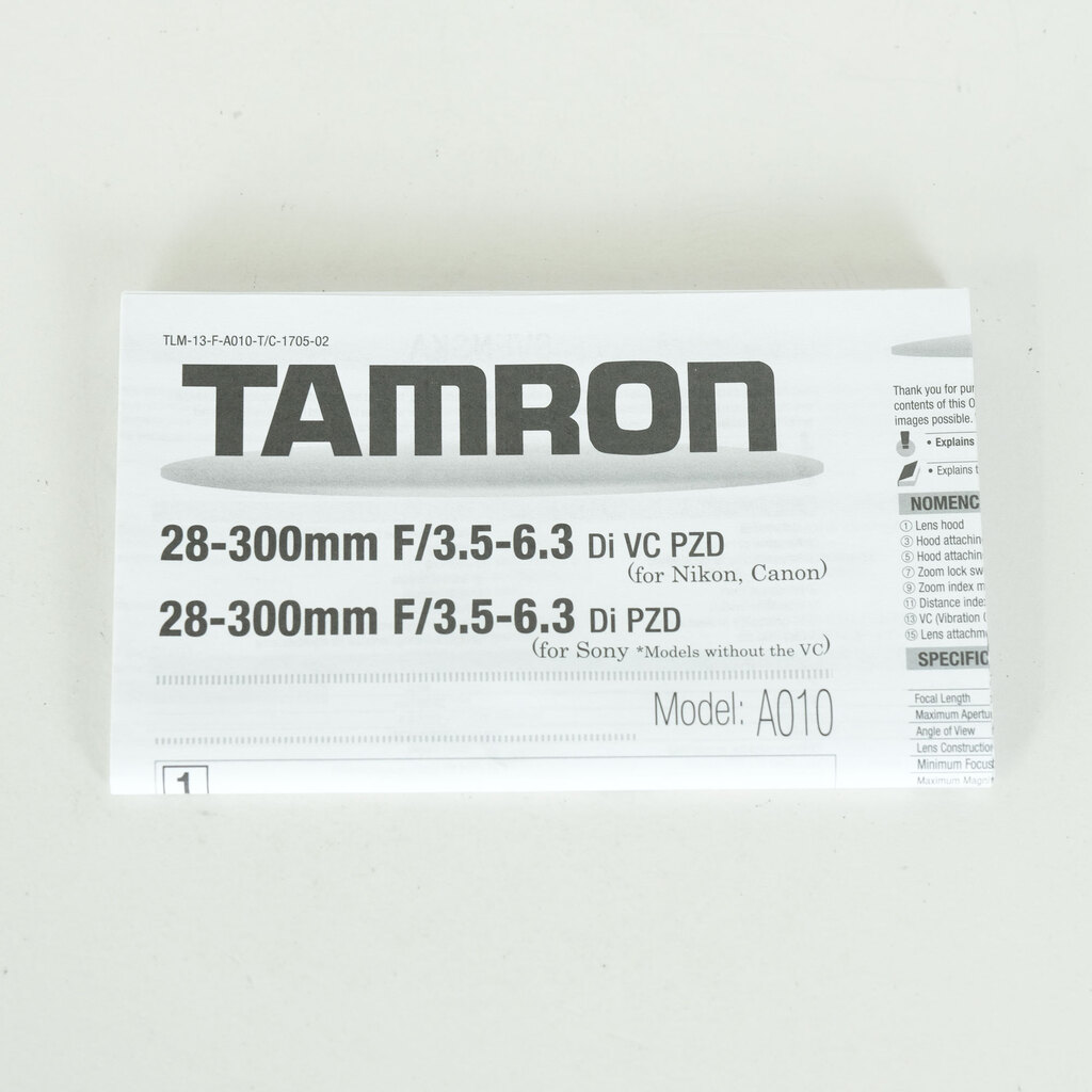 TAMRON 28-300mm F3.5-6.3 Di VC PZD/Model A010N（ニコンF用）