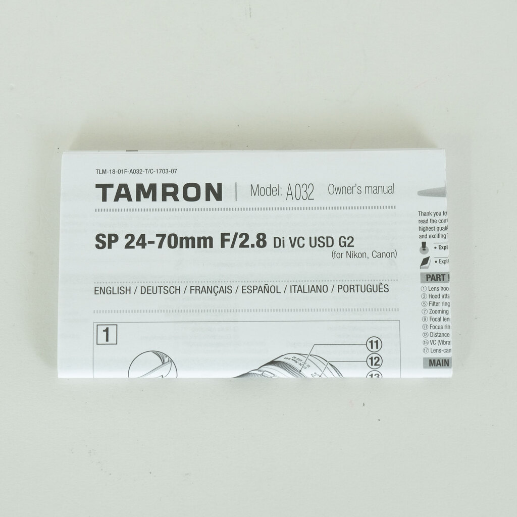 TAMRON SP 24-70mm F/2.8 Di VC USD G2（Model A032）[キヤノンEF用]