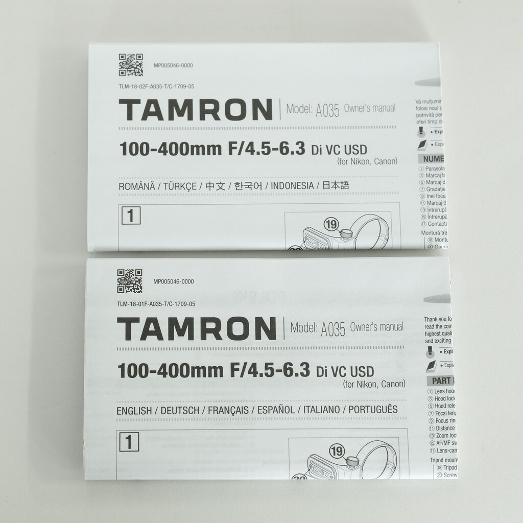 TAMRON 100-400mm F/4.5-6.3 Di VC USD (Model A035) [ニコン用]