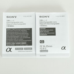 SONY FE 16-25mm F2.8 G SEL1625G SONY FE 16-25mm F2.8 G SEL1625G