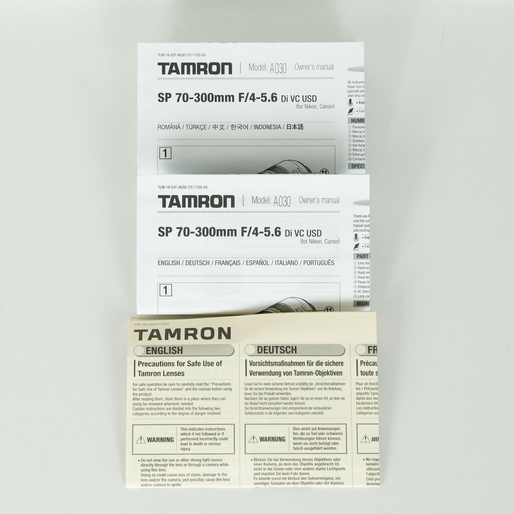 TAMRON SP 70-300mm F/4-5.6 Di VC USD (Model A030) [ニコンF用]
