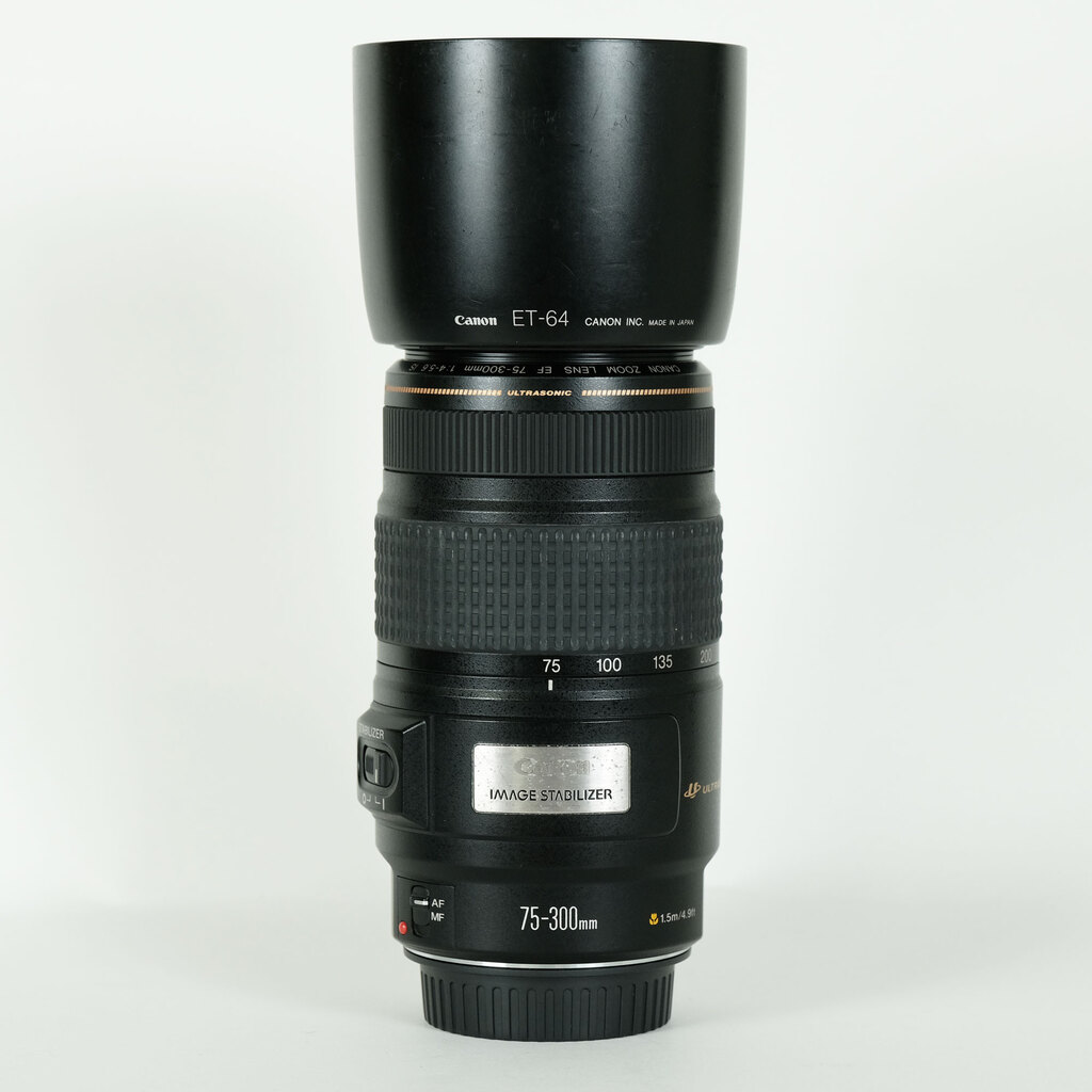 キ*ム様 canon ef75-300mm 望遠レンズ　レンズフード付き キヤノン 望遠レンズ CANON EF 75-300mm F4-5.6 IS USM 中古