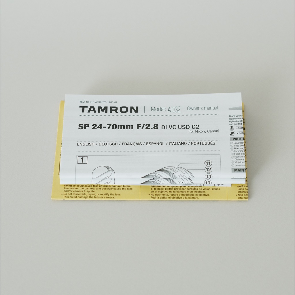 TAMRON SP 24-70mm F/2.8 Di VC USD G2（Model A032）[キヤノンEF用]