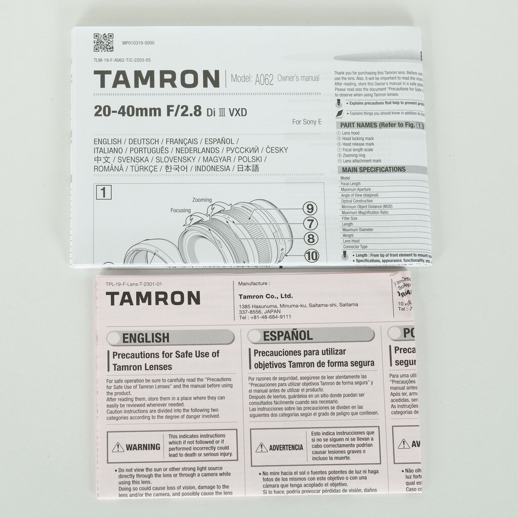 TAMRON 20-40mm F/2.8 Di III VXD(Model A062) [ソニーE用]