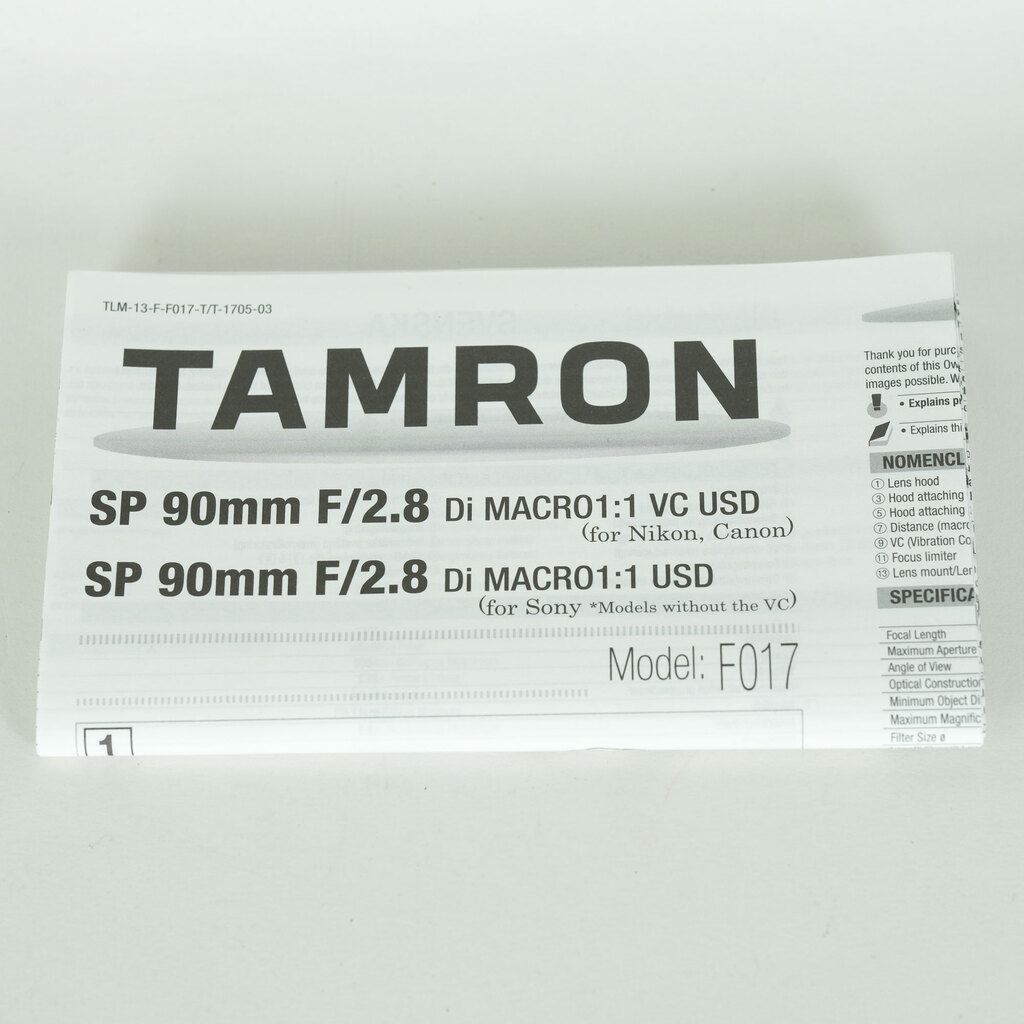 TAMRON SP 90mm F/2.8 Di MACRO 1:1 VC USD（Model F017）[ニコンF用]